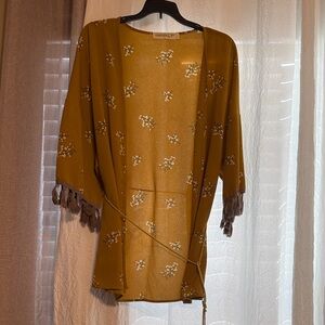 Brown Floral Kimono Cardigan